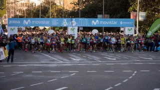 Inicio de la media maratón de Madrid, donde un joven de 29 años ha sufrido una parada cardíaca a 100 metros de llegar a la meta.