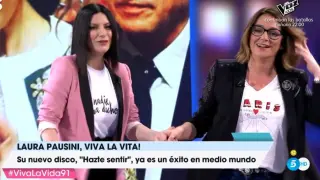 Laura Pausini y Toñi Moreno, durante la entrevista de este domingo en 'Viva la vida'.
