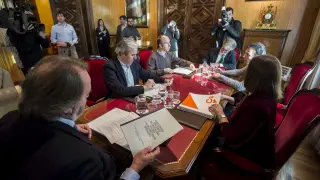 Los portavoces y el alcalde se reunieron el pasado 12 de febrero tras la expulsión de parte de los concejales de la oposición de las sociedades municipales.