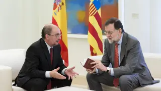 Javier Lambán y Mariano Rajoy, en la Moncloa