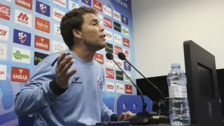 Joan Francesc Ferrer 'Rubi', entrenador del Huesca, este jueves durante su comparecencia ante los medios de comunicación.