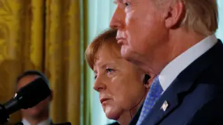 El presidente estadounidense y Angela Merkel.