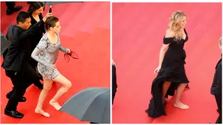 Kristen Stewart hace un Julia Roberts y se descalza para subir la escalera en el festival de Cannes