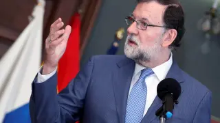 El presidente del Gobierno, Mariano Rajoy, en una imagen de este sábado en Las Palmas.