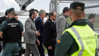 El presidente catalán, Quim Torra, abandona la prisión de Estremera tras visitas a los exconsellers presos.