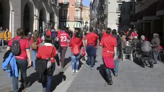 Aficionados del Osasuna, uno de los equipos que más visitantes atrajo a Huesca esta temporada