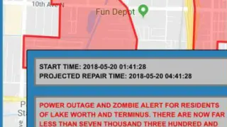 El mensaje comenzaba diciendo "alerta de apagón y de zombies para residentes de Lake Worth y Terminus"