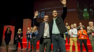 Clausura del XVI Congreso del PSOE Aragón celebrado en Zaragoza el 5 de noviembre de 2017, con la presencia de Pedro Sánchez.