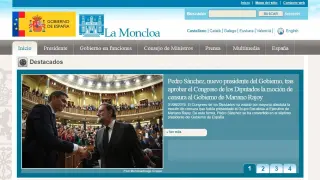 Moncloa actualiza su página web tras la moción de censura