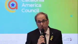 El presidente de la Generalitat, Quim Torra, durante un acto en Washington.