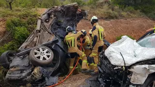 Dos fallecidos en un accidente entre El Frasno y Sabiñán