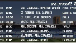 Plan de partidos de pretemporada del Real Zaragoza este verano.