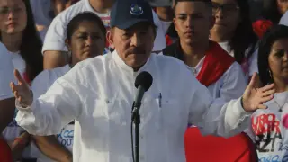 El presidente de Nicaragua, Daniel Ortega, durante un discurso.