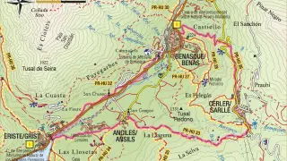 Mapa de la ruta pueblos valle de Benasque