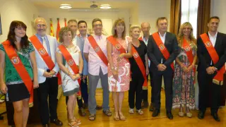 Imagen de la toma de posesión de la nueva alcaldesa y de la nueva corporación municipal de Sabiñánigo.