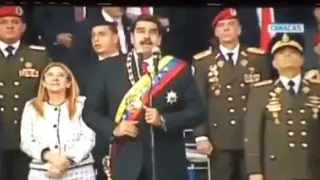 Maduro, en el momento de la supuesta explosión.