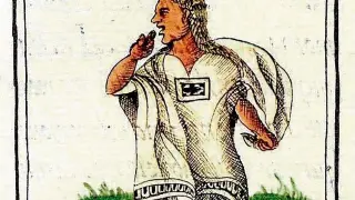 Ilustración de un azteca mascando tzictli.