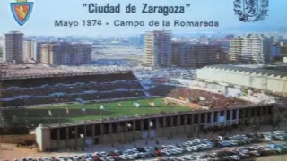 Cartel de la 4ª edición del Trofeo Internacional Ciudad de Zaragoza, en 1974, que disputaron en Eintrach Frankfurt, Partizan Belgrado, Racing White Daring Molenbeek y Real Zaragoza.