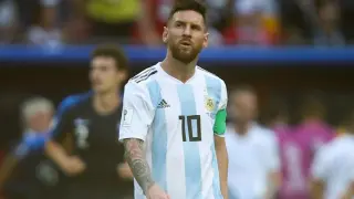 Messi, con rostro desencajado, tras la eliminación de Argentina ante Francia en el reciente Mundial de Rusia.