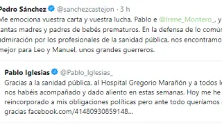 Tweet de Pedro Sánchez en respuesta a Pablo Iglesias.