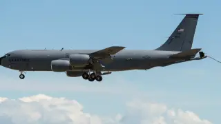 Uno de los aviones KC-135 de las USAF (Fuerzas Aéreas de Estados Unidos) que aterrizaron en la base de Zaragoza y estarán seis meses.