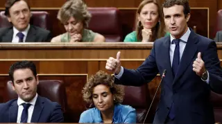 Pablo Casado, durante la sesión de control al Gobierno en el Congreso.