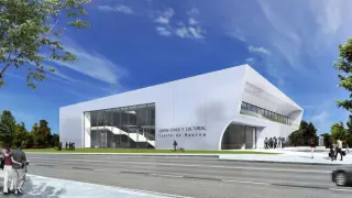 Recreación de la fachada del futuro centro cívico y cultural que se edificará en Cuarte.