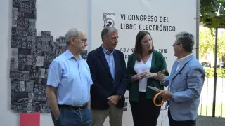 Carlos Gómez, director de la UNED, Antonio Cosculluela, María Rodrigo y Javier Celaya.