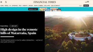La página del 'Financial Times' en la que habla del Matarraña.