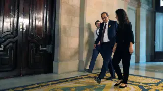 Quim Torra, presidente de Cataluña, a su llegada al Parlamento catalán.