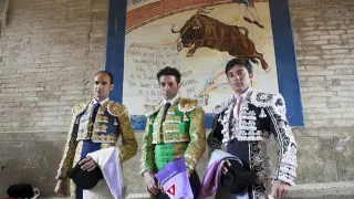 Torres, Álvarez e Imanol, en la corrida aragonesa de 2015