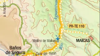 Mapa Segura de Baños a Huesa del Común.