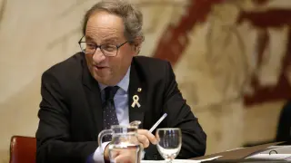 El presidente de la Generalitat, Quim Torra, durante una reunión semanal del Govern.