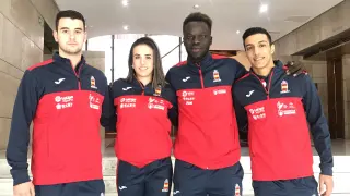 Marcos Martínez, Raquel Roy, Babacar Seck y Samy Ennkhaili, concentrados en Madrid con la selección española para preparar el Mundial