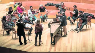 Ensayo de Los Músicos de Su Alteza en la sala Mozart del Auditorio