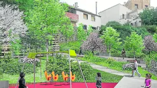 Recreación de la nueva zona verde y del área infantil. ayuntamiento de borja