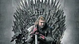 Ned Stark sobre el trono de hierro que todos ansían.