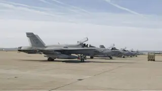 Aviones F-18 en la Base Aérea de Zaragoza