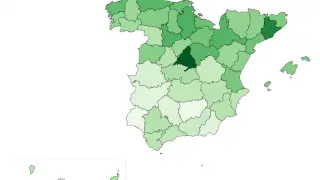 El mapa del salario medio en 2017 en España, por provincias