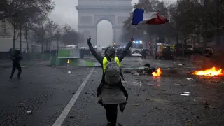 Protestas de los 'chalecos amarillos' en París este sábado.