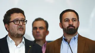 El presidente de Vox, Santiago Abascal y el candidato a la Junta de Andalucía, Francisco Serrano.