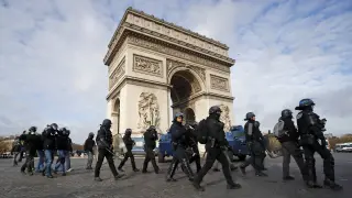 Un aspecto del despliegue policial del pasado sábado en París.