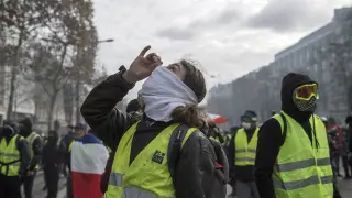 Protestas de los "chalecos amarillos" en París.