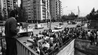 Huelga de profesores en Zaragoza en 1988.