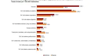 Defunciones según la causa de muerte en España en 2017.