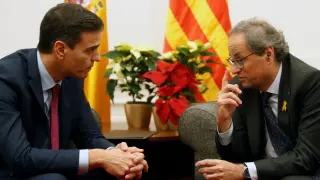 Sánchez se reunió con Torra en el Palacio de Pedralbes