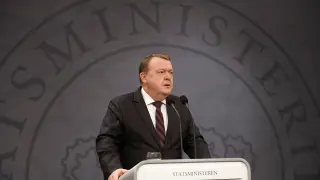 El primer ministro danés, Lars Loekke Rasmussen, en rueda de prensa.