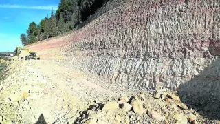 Estado actual de las obras para asegurar el cerro Pui Pinos después de los trabajos de este año.