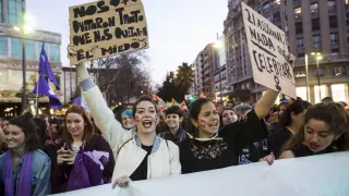 Manifestación por el Día Internacional de la Mujer del año pasado en Zaragoza.