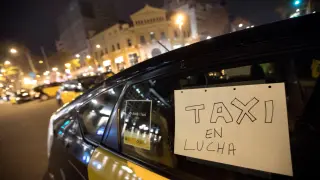 Huelga de taxistas en Barcelona.